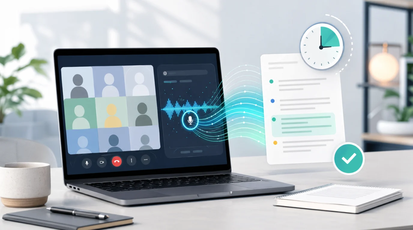 How long does it take for Google Meet to transcribe audio to text?